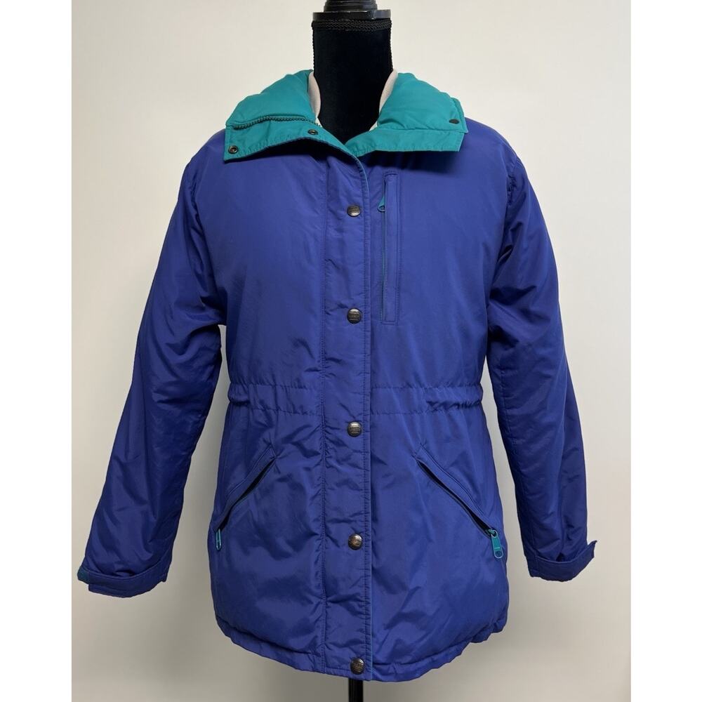 Vintage LL Bean Maine Parka Coat Down Puffer Small USA Cinch Waist Skiing Thick